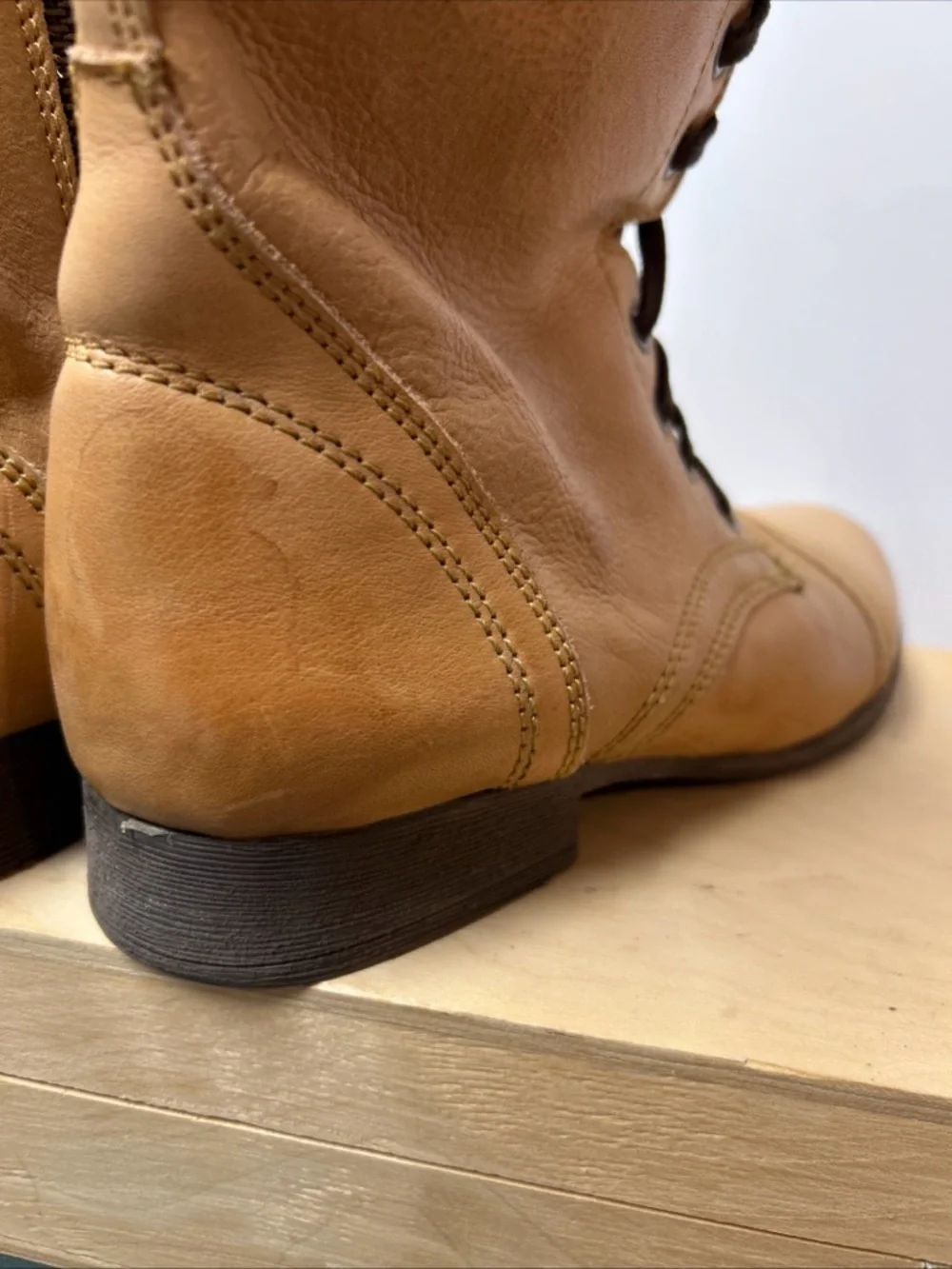 Zigi Soho Combat Boots Women's 9 Punisher Tan Leather Zip Lace Up Festival - Picture 7 of 12